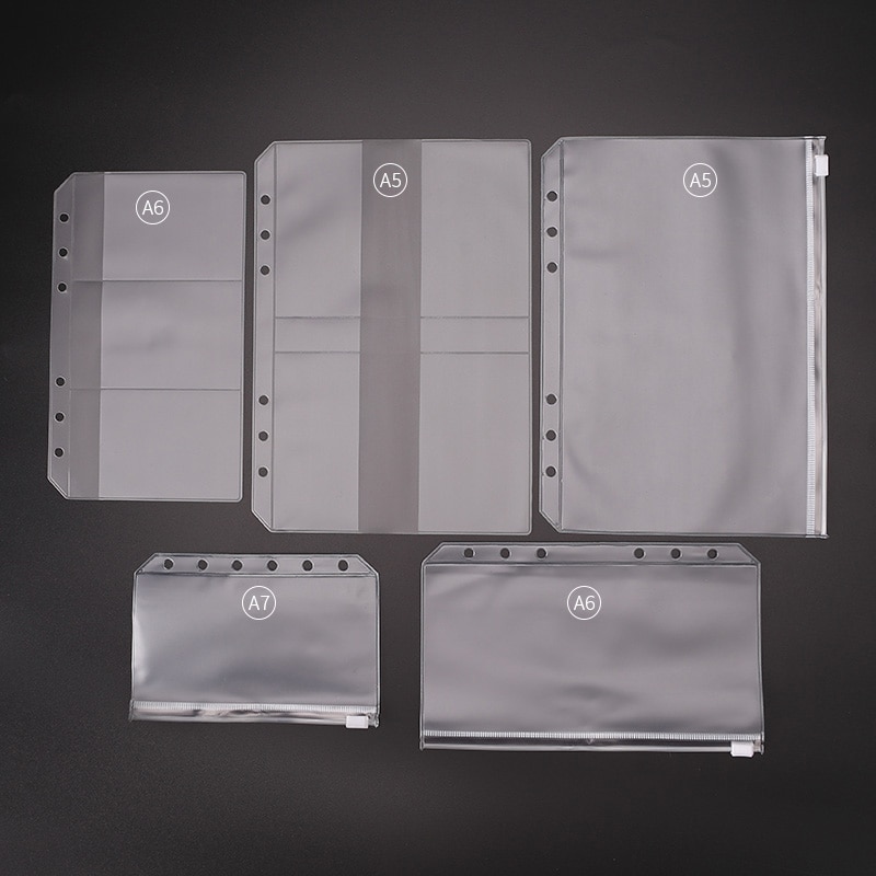 A4 A5 A6 A7 loose leaf notebook pvc collection bag DIY diary accessory, zip bag name card case storage bag pouch