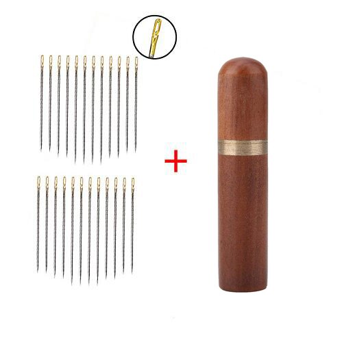 24pcs Self threading Needles Embroidery Stitch Sewing Needle & Wooden Needle Case DIY Needlework Sewing Accessories: All 2