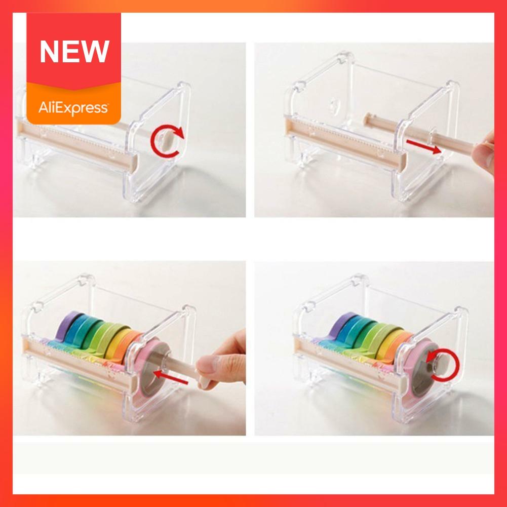 1 Pc Leuke Eenvoudige Creatieve Transparante Plakband Met Desktop Kantoor Washi Tape Tape Houder Dispenser Papier Q4D5