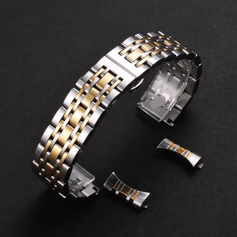 Armband aus gebogenem Ende, Arc-Metall-Armband, 16 mm, 18 mm, 19 mm, 20 mm, 21 mm, 22 mm, massives Edelstahl-Uhrenarmband für TISSOT Butterfly-Schnalle