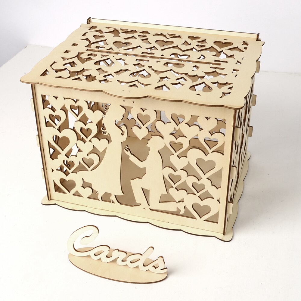 DIY Holz Hochzeit Karte Kasten mit Schloss Karte Zeichen Rustikalen Hohl Karte Halfter Empfang Hochzeitstag Party Dekoration: Stil 7