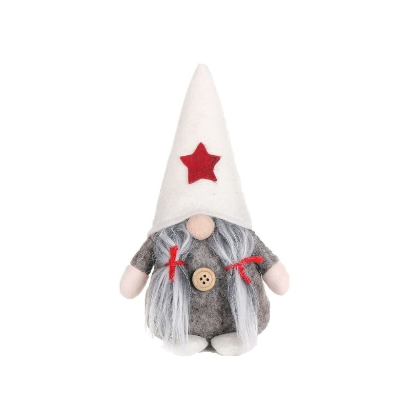 Vrolijk Kerstfeest Star Hoed Zweedse Santa Gnome Pluche Pop Ornamenten Handgemaakte Elf Speelgoed Home Party Decoratie: WHITE