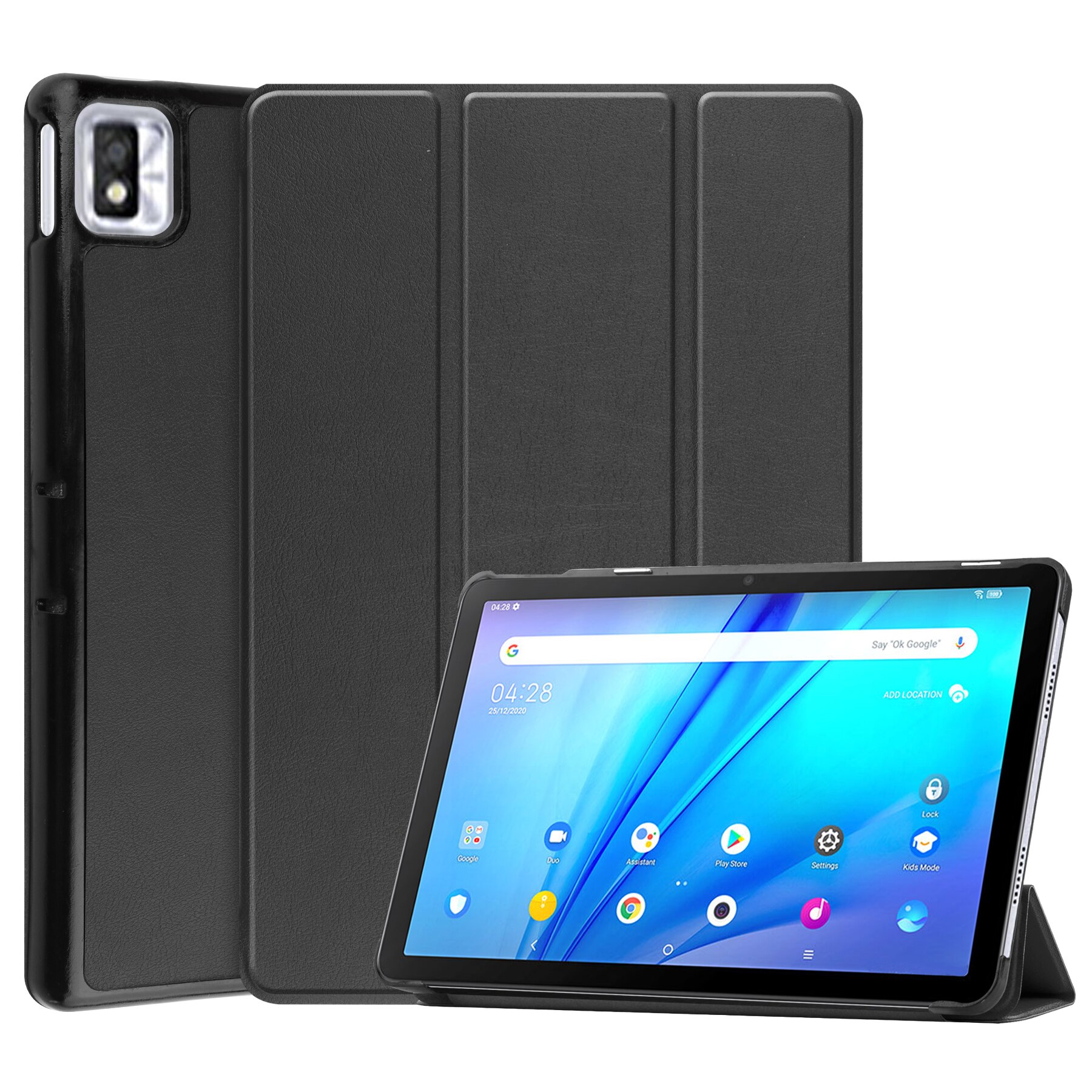 For TCL TAB 10s Tablet Case Tri-Fold PU Leather Stand Magnetic Cover For Coque TCL TAB 10s 9080G 9081X Smart Cover: KST Black