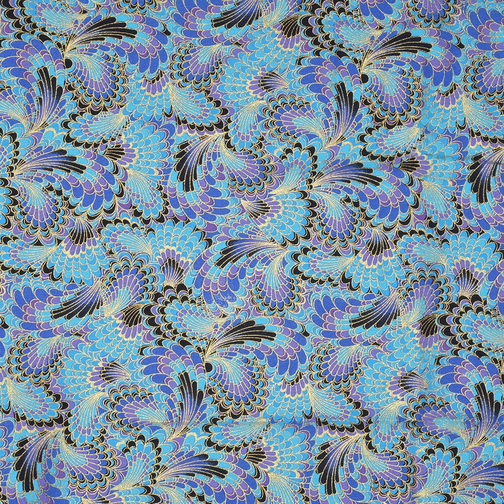 Tela japonesa de algodón con cola de Fénix y pavo real azul, para ropa, joyería, fabricación de diademas, Material artesanal para bolso