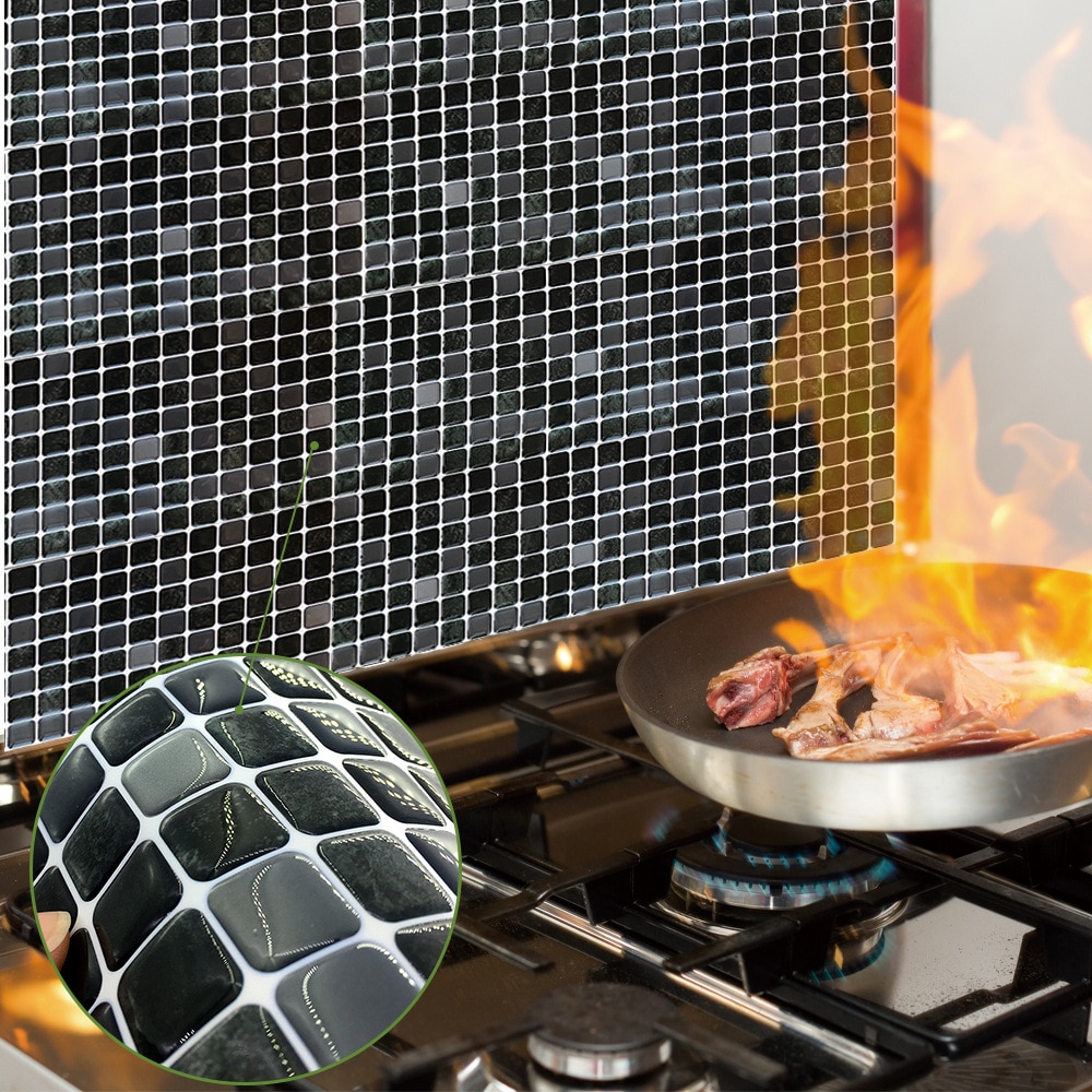 Zwarte zeshoekige schil en plak backsplash, 30,5 x 30,5 cm zelfklevende