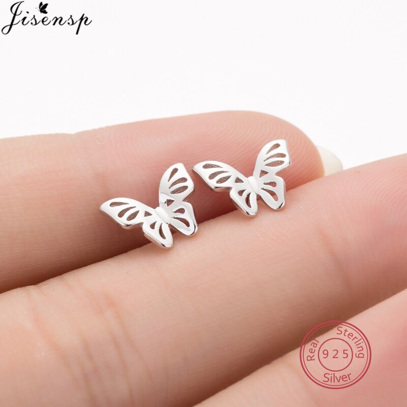 Pendientes de plata de ley 100% para mujer y niña, joyería minimalista, avión geométrico, mariposa, pendiente estrella, bisutería de , 925: FED119