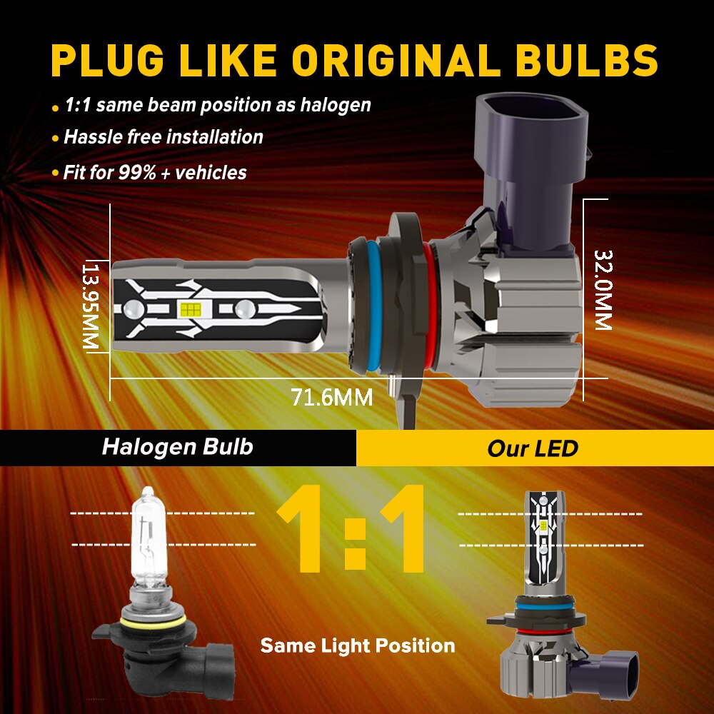 H8 H7 Led H4 H11 HB4 HB3 9005 9006 9012 HIR2 HB2 H9 Headlight CLASSIC Car Bulb 6000K White Super Mini Auto Light 12v Turbo Diode