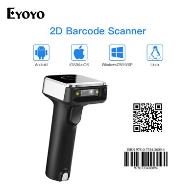 Eyoyo 2D QR Draadloze Barcode Scanner BT 4.1 USB Draadloze Barcode Reader voor PDF417 Data Matrix UPC Compatibel: Default Title