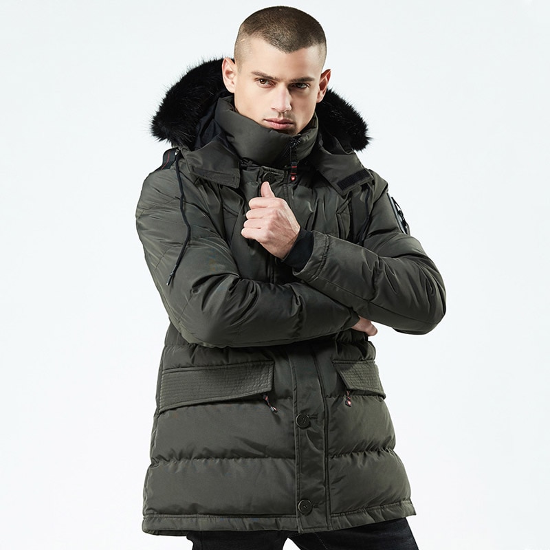 Vinter casual lång stil huva epaulett bomull vadderade jackor herr tjock hatt vindtät herr parkas fickor kappor: Armégrön 8825 / L