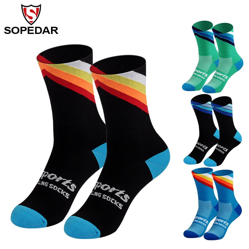 Sopedar sport cykelstrumpor andningsbar svettsäker deodorant funktioner utomhus ridning hög friktion sport strumpor 4 färg