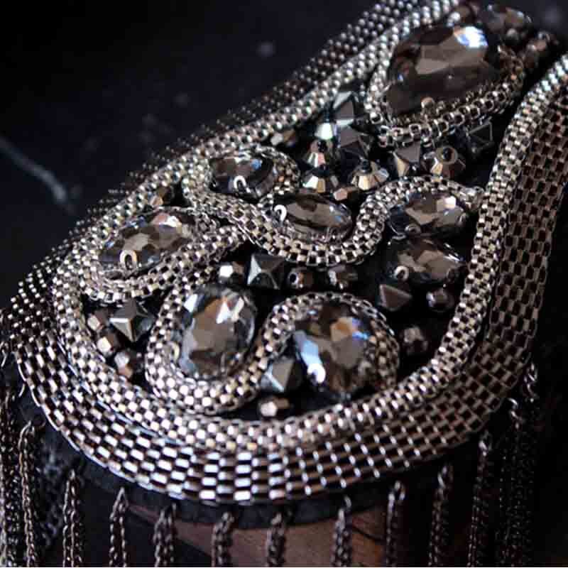 Handmade drill Tassel Chain Shoulder Board Badges Beads Fabric Metal Metal Cchain Epaulette