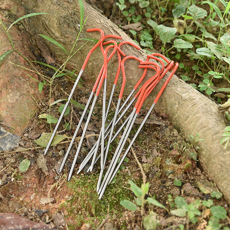 8 stück titan-zeltnägel, leichte titan-zeltnägel /12 150mm heringe für outdoor-campingzelte, gebogener haken, zeltzubehör