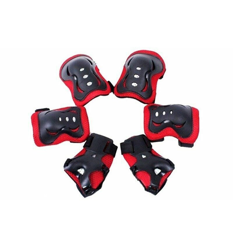 Rodilleras deportivas para deportes al aire libre, rodilleras protectoras para patinaje, rodilleras de codo, 6 uds, bicicleta, patineta, chico: Rojo