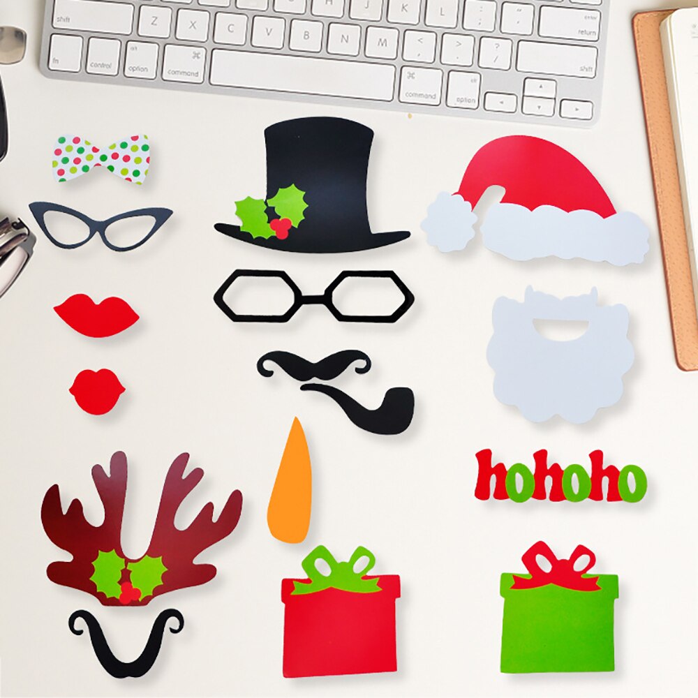 17/28pcs Dressing Up Photobooth Props with Sticks Santa Claus Pattern Funny Birthday Party Wedding Entertainment Tools Souvenir