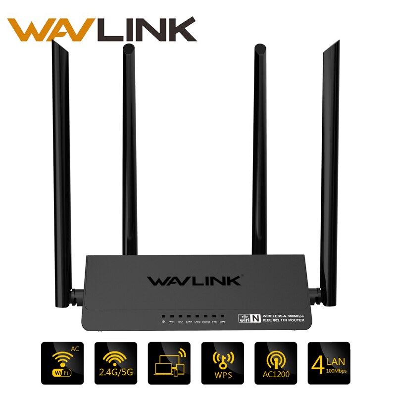 Wavlink 521r2p 2.4ghz wifi roteadores 1167mbps wifi repetidor 128mb ddr3 alto ganho 4 antenas extensor de rede ue eua uk au plug