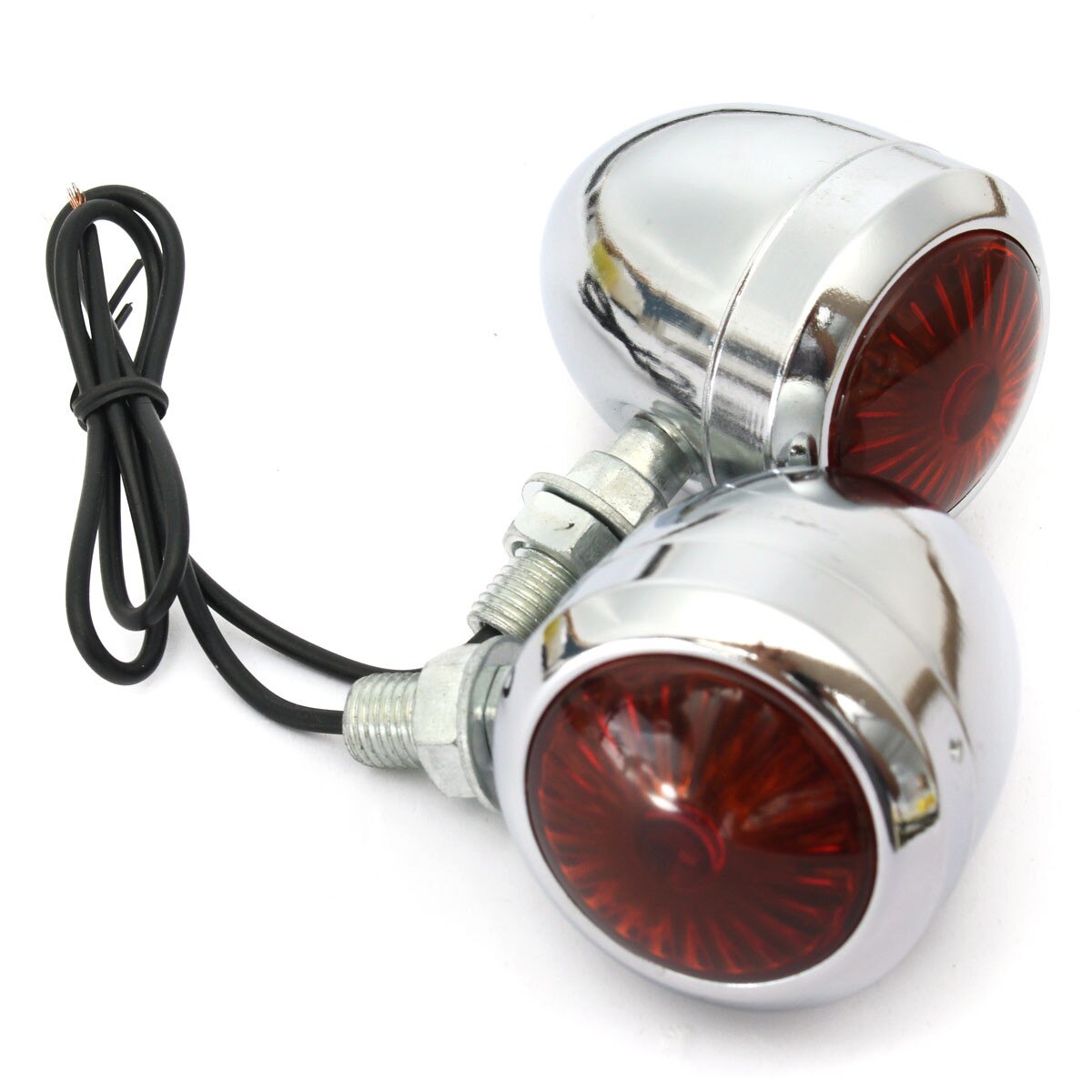 2/4 PCS Motorcycle Turn Signals Indicator Universal 12V Retro Motorbike Signal Lights Metal Blinkers Black Chrome: 2pcs Silver