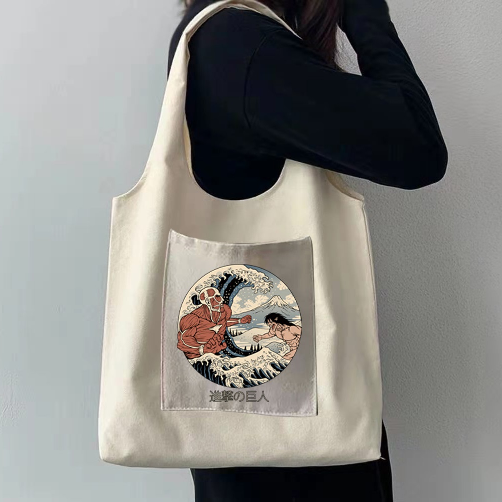 Mode Canvas Vest Tas Dames Wave Print Opvouwbare Reizen Diversen Opbergtas Wasbaar Draagbare Crossbody Schoudertassen: Style 12