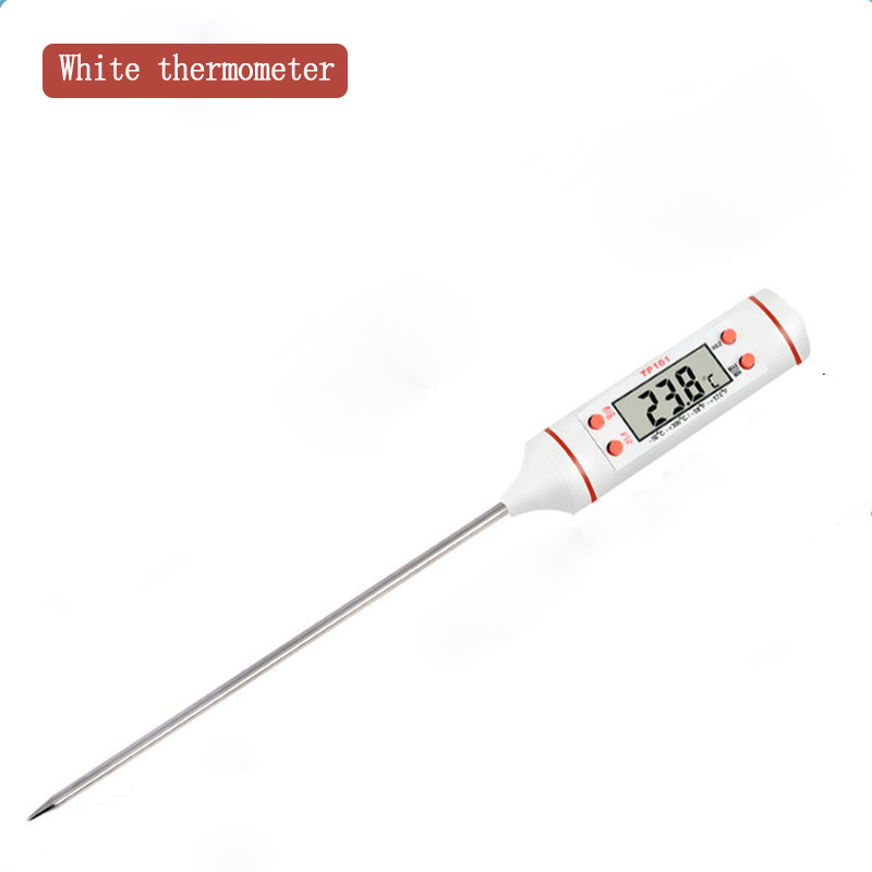 Kitchen Food Baking Digital Thermometer Electronic Probe Type Digital Display Liquid Grill Thermometer: WHITE
