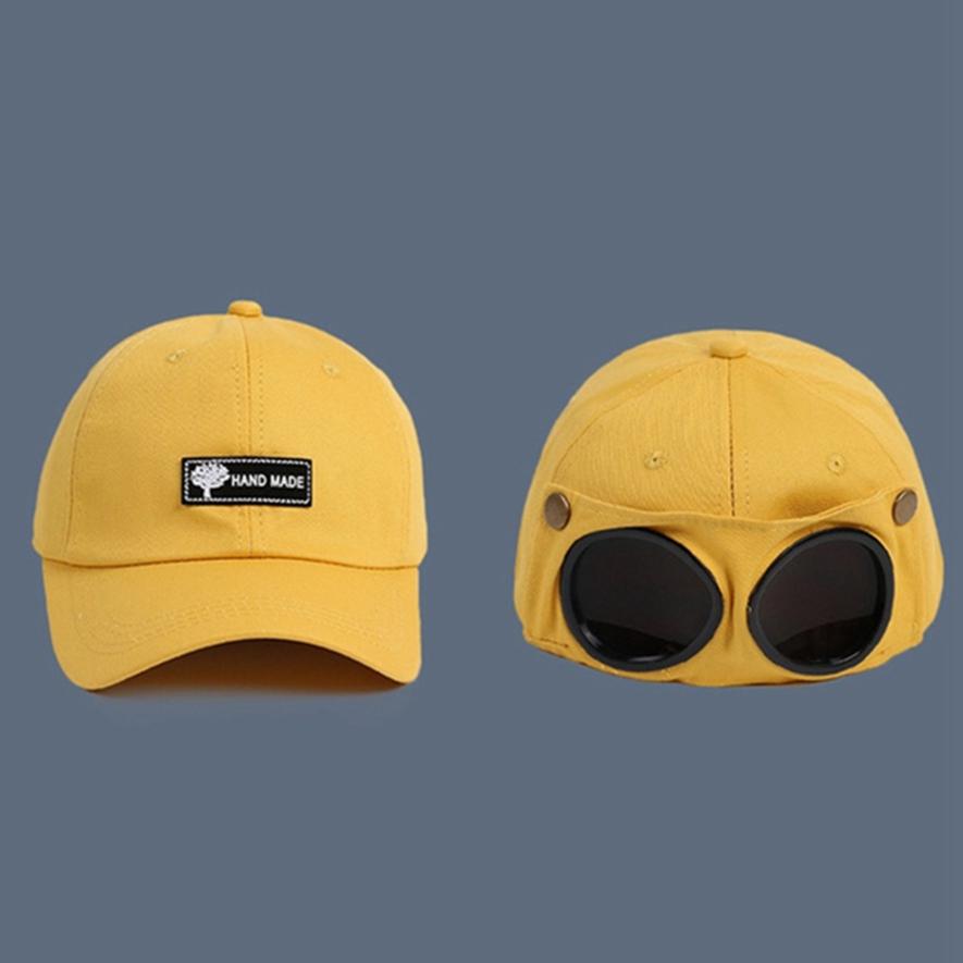 Sombrero de aviador con visera para mujer, gafas de sol femeninas de coreana, a la , gorra de béisbol: YELLOW