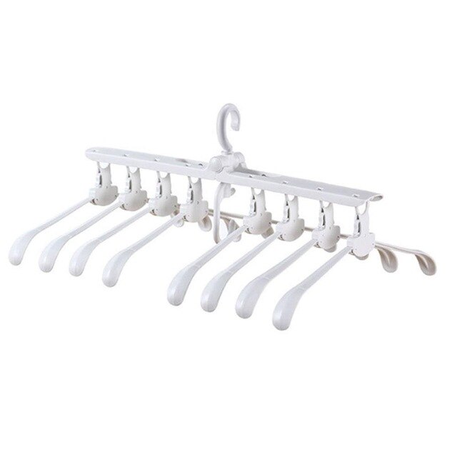 PP Hanger Drying Rack Retractable Multifunctional Folding Hanger Magic Hanger Clothes Stand Space Saver Adjustable Adults: White