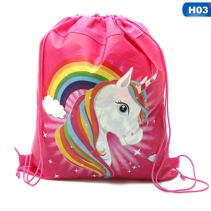 Unicorn Drawstring bag for Girls Travel Storage Package Cartoon School Backpacks Children Birthday Party Favors 34cm*27cm: 3
