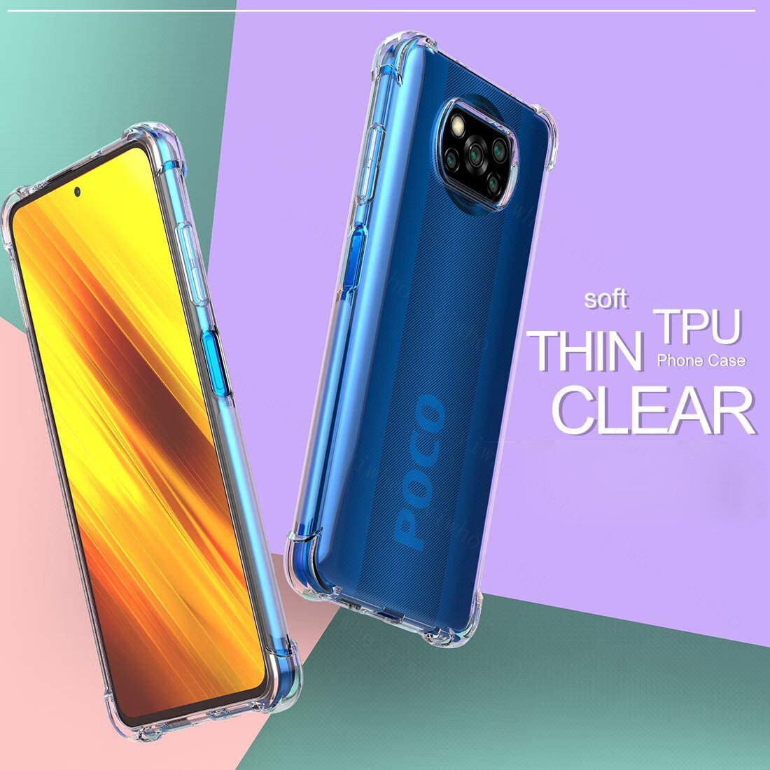 Poco  x3 handyhülle, stoßfest, aus weichem tpu, für xiaomi poco x 3 nfc, transparent, weich,  x3 pocophone 3 x 3 x3 nfc-rückseite