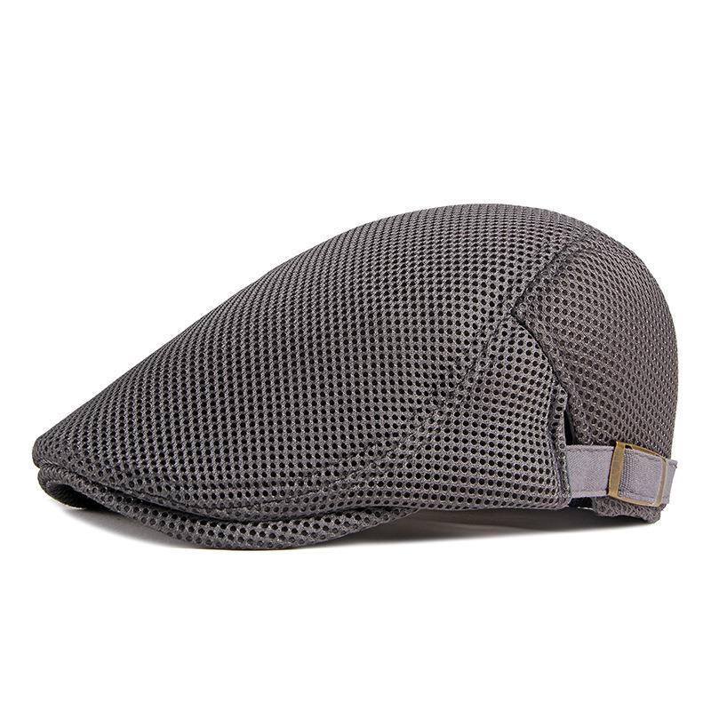Casquette Boina en maille pour hommes, Style décontracté, couleur unie, 56-61cm, béret à bord incurvé, printemps et été, BT0071: GRAY