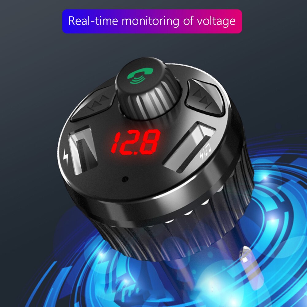 Cargador USB para coche, accesorio manos libres, Bluetooth 5,0, transmisor inalámbrico de FM, reproductor MP3 manos libres