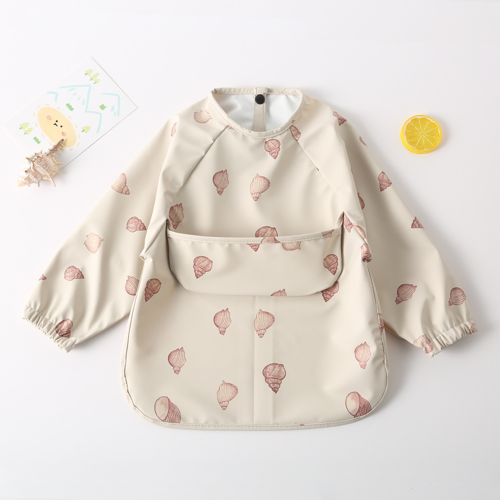Baby Long Sleeved Bibs Children Toddler Bibs Art Crafts Waterproof Mealtime Protection Washable Easy Clean Smock for Kid: Snail
