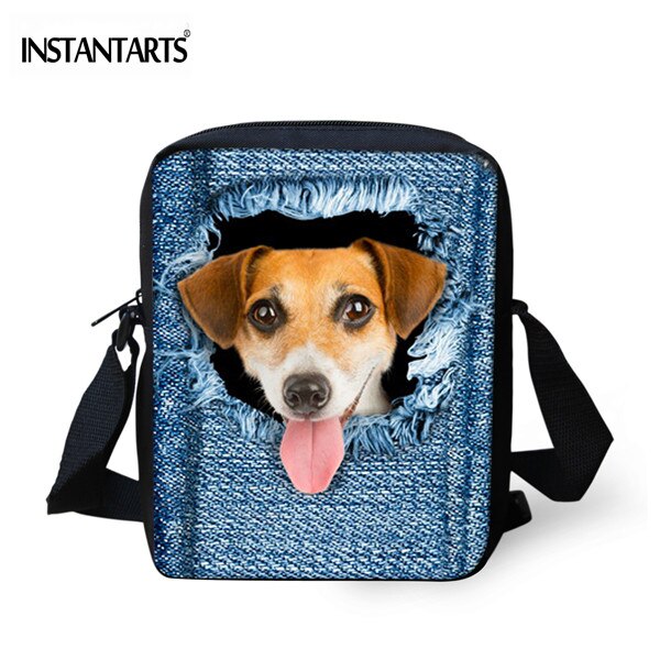 Instantarts Kawaii 3D Denim Kat Print Vrouwen Mini Messenger Bag Mode Dames Reizen Schoudertas Cross Body Bags: C3305E