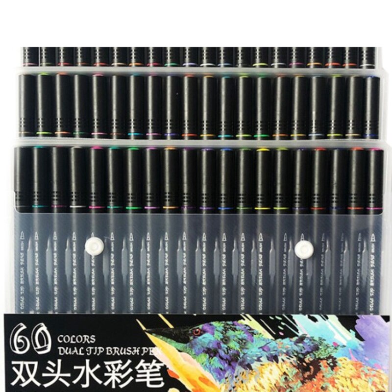 Aquarel Markers Voor Tekenen Schilderen Set Professionele Water Haarkleuring Borstel Pen Set Dual Tip Voor Kunst School Supplies: 60 pcs