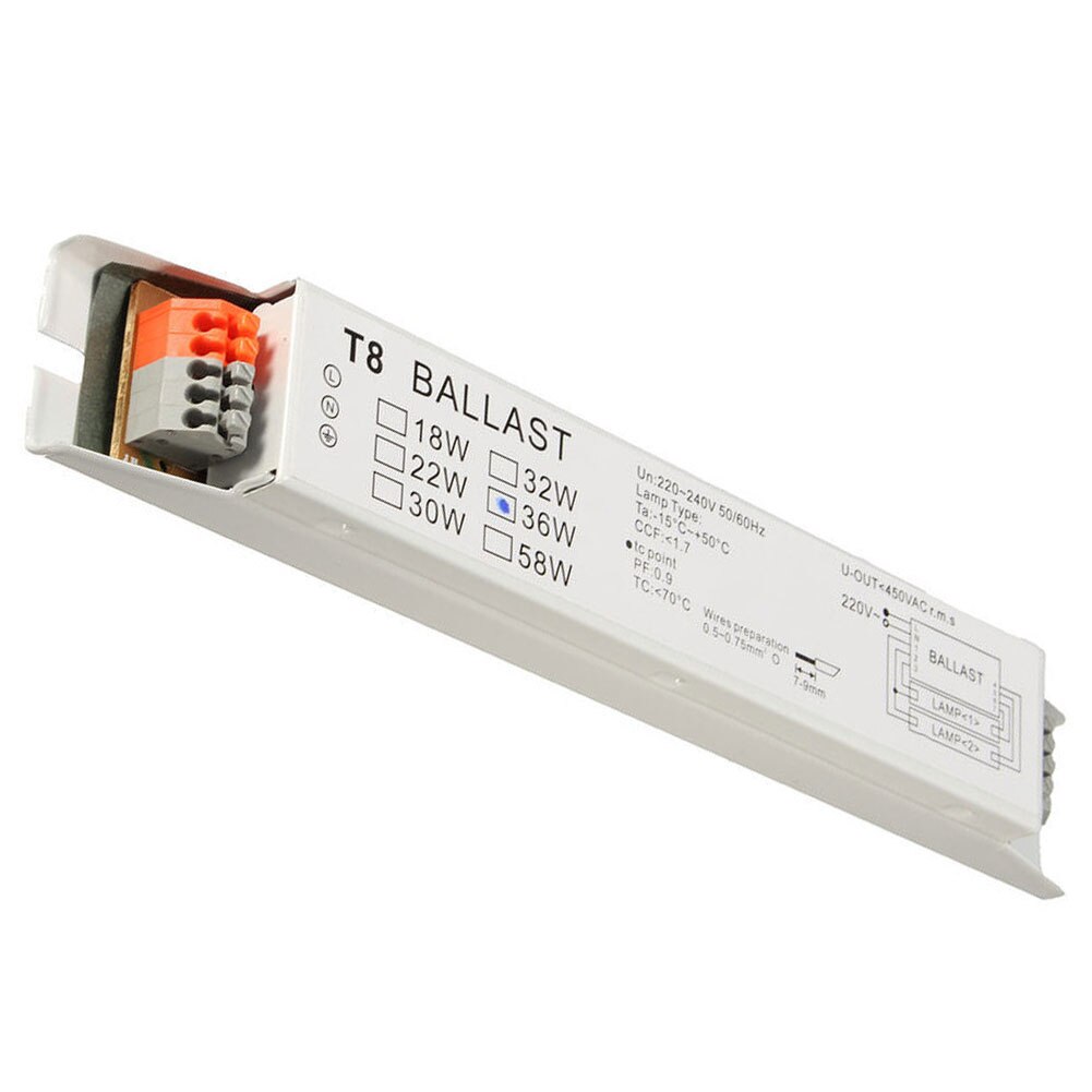 220-240V AC 2x18W 2x36W, Ballast électronique T8 à large tension, lampe fluorescente, Ballast d'énergie à démarrage instantané à large tension