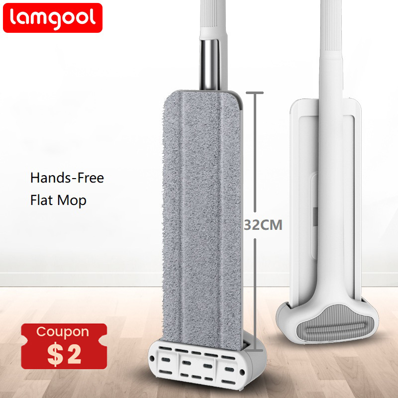 Lamgool Squeeze Mop Magic Flat Handsfree Wassen Luie Mops voor Huisvloerreiniging Huishoudelijk schoonmaakgereedschap met vervangen pads