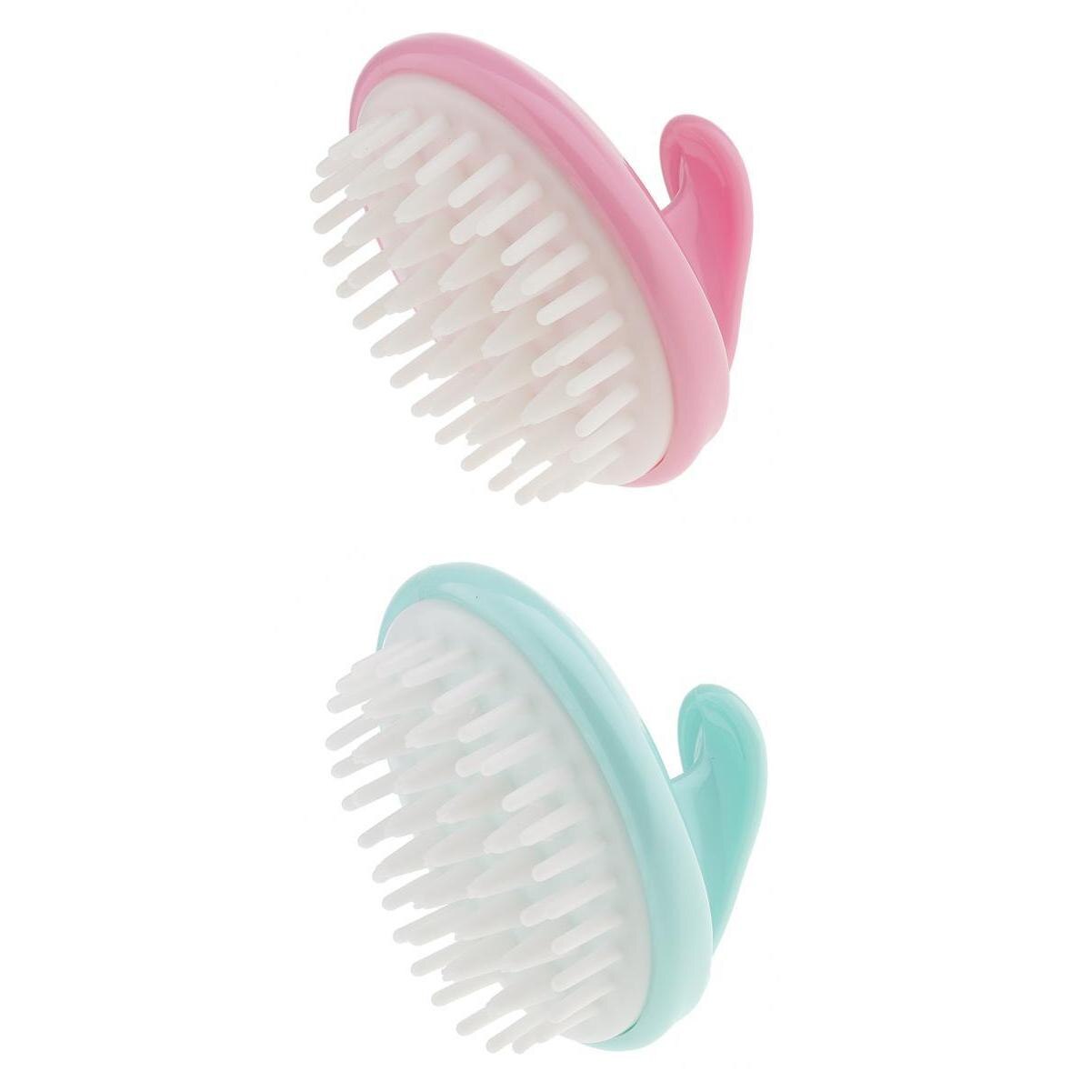 2 uds champú cuero cabelludo masaje cepillo de silicona peine de goma de Anti-deslizamiento cepillo de pelo para ducha circulación del cuero cabelludo