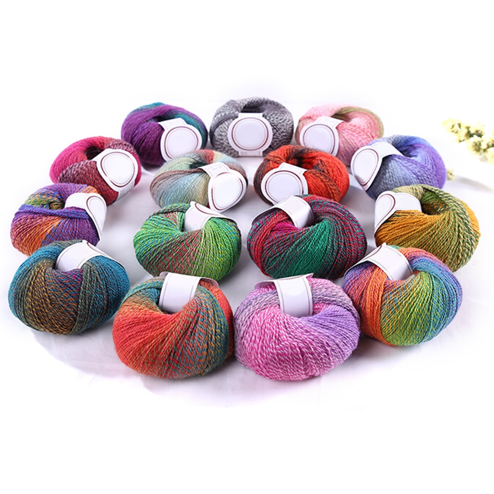 Chunky Pure Wool Ball Rainbow Colorful Knitting Crochet Yarn Craft for Sewing Autumn winter sweater Cloth Hand-knitted Yarn