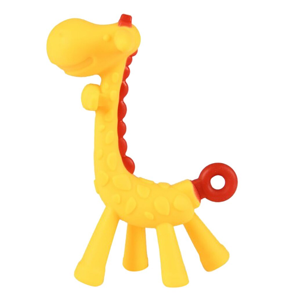 Silicone Bambino Molare bastone giocattolo del Silicone Per Bambini Giraffa Massaggiagengive Titolare di Dentizione Del Bambino Molare Giocattolo Bastone Детская молярная игрушка: Yellow 