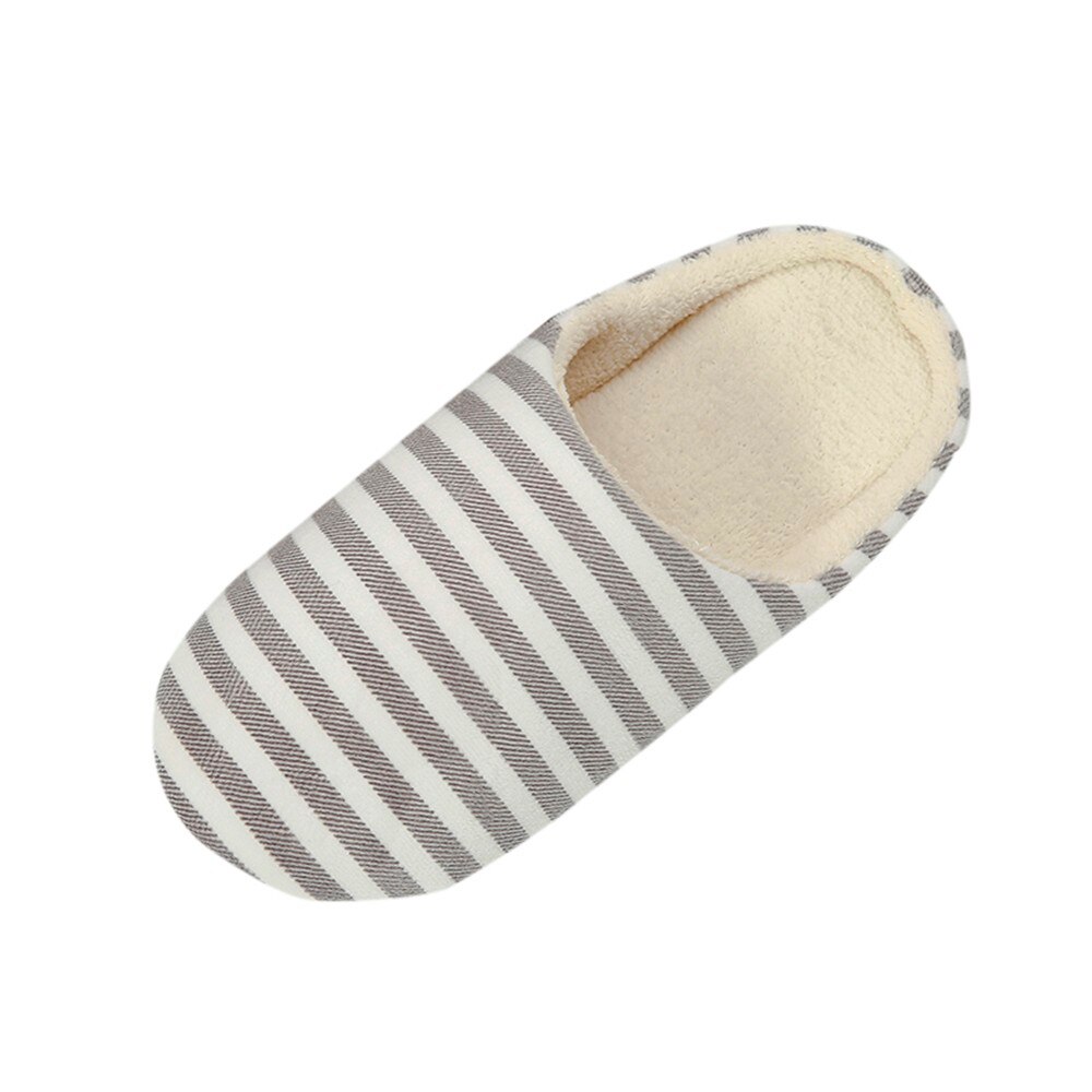 Women Men Winter HomeStriped Slipper Soft Winter Warm House Slippers Indoor Bedroom Couples Anti-slip Winter Floor Shoes #25: Coffee / 40-41
