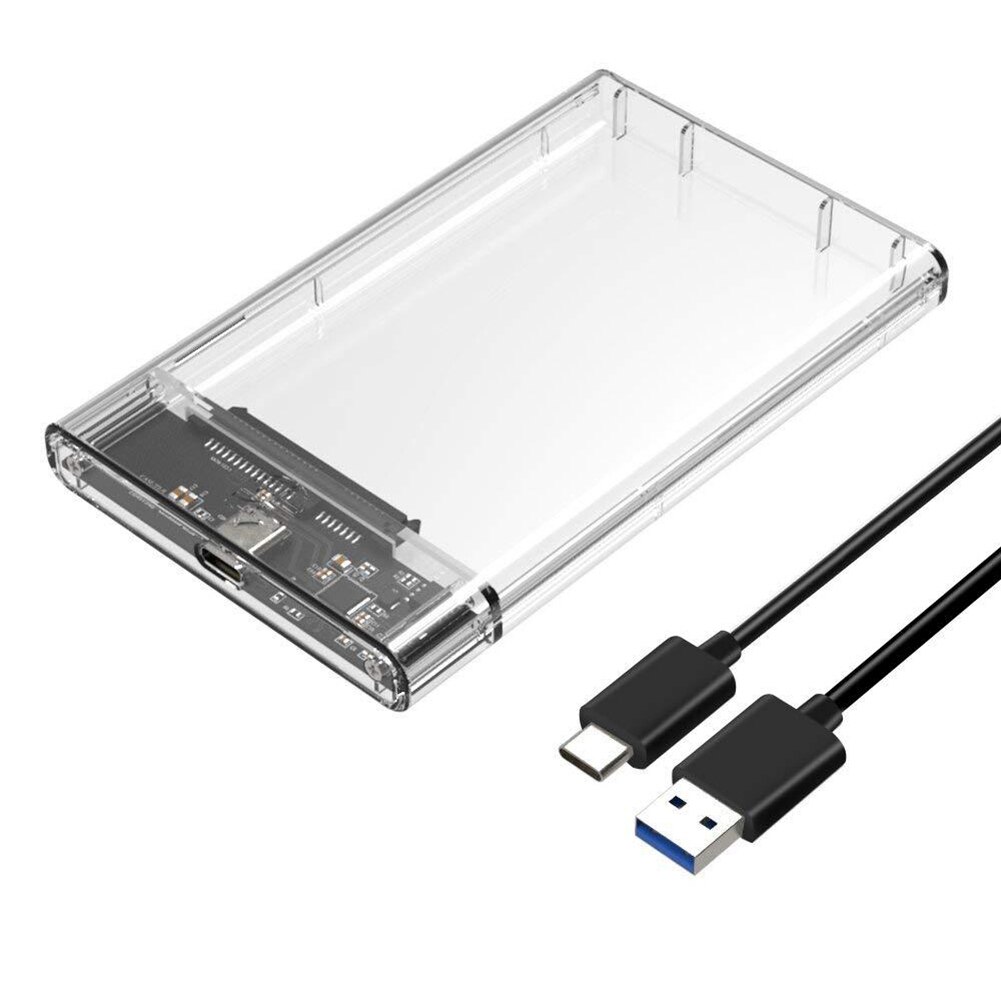 Boîtier de disque dur réversible 2.5 pouces Transparent SATA vers USB 3.1 support pour disque dur sans outil 5Gbps Type C SSD boîtier de disque dur 10Gbps: Default Title