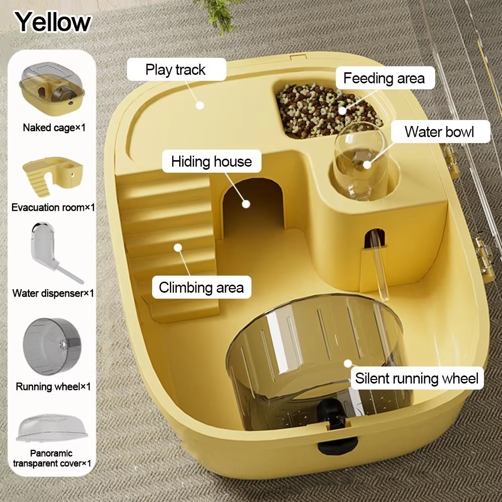 Jaula para hámster de doble capa, gran espacio, transpirable, transportador de animales pequeños, caja de transporte para mascotas Visible translúcida, uso en exteriores: Gris claro