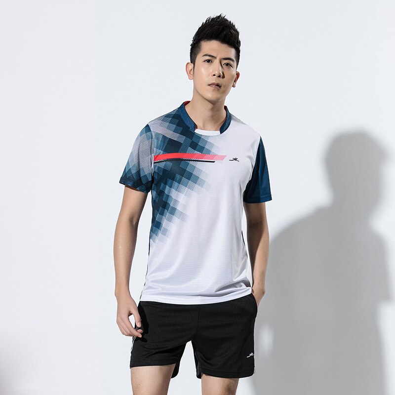 Badminton shirts Men & Women Sport shirt Tennis shirts Shorts table tennis tshirt dry Fit Fitness training clothes man: Mens white set / M