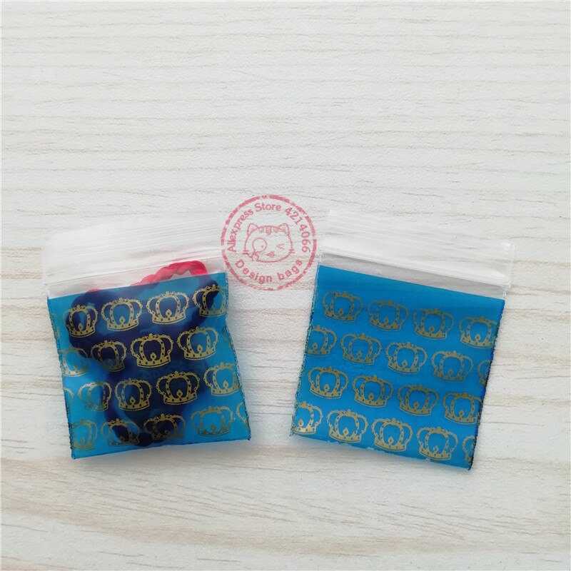 1515 Zware D Naakte Dames Print Desgin Sieraden Tassen Zip Lock Baggies 100Pcs 1.5 "X 1.5" T09: golden crown