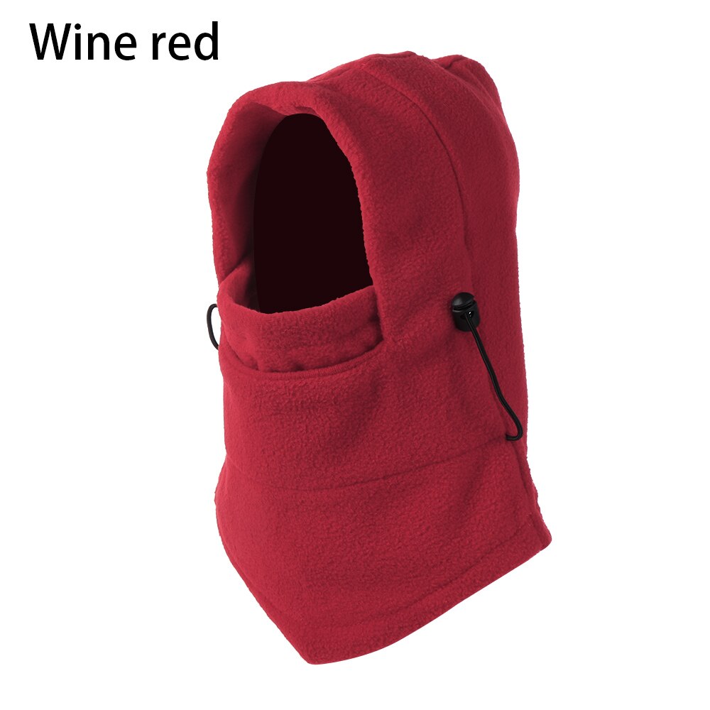 1 PC Winter Outdoor Windproof Snood Hood Hat Warm Thermal Fleece Balaclava Scarf Cycling Hiking Full Ski Face Cover Neck Warmer: wine red