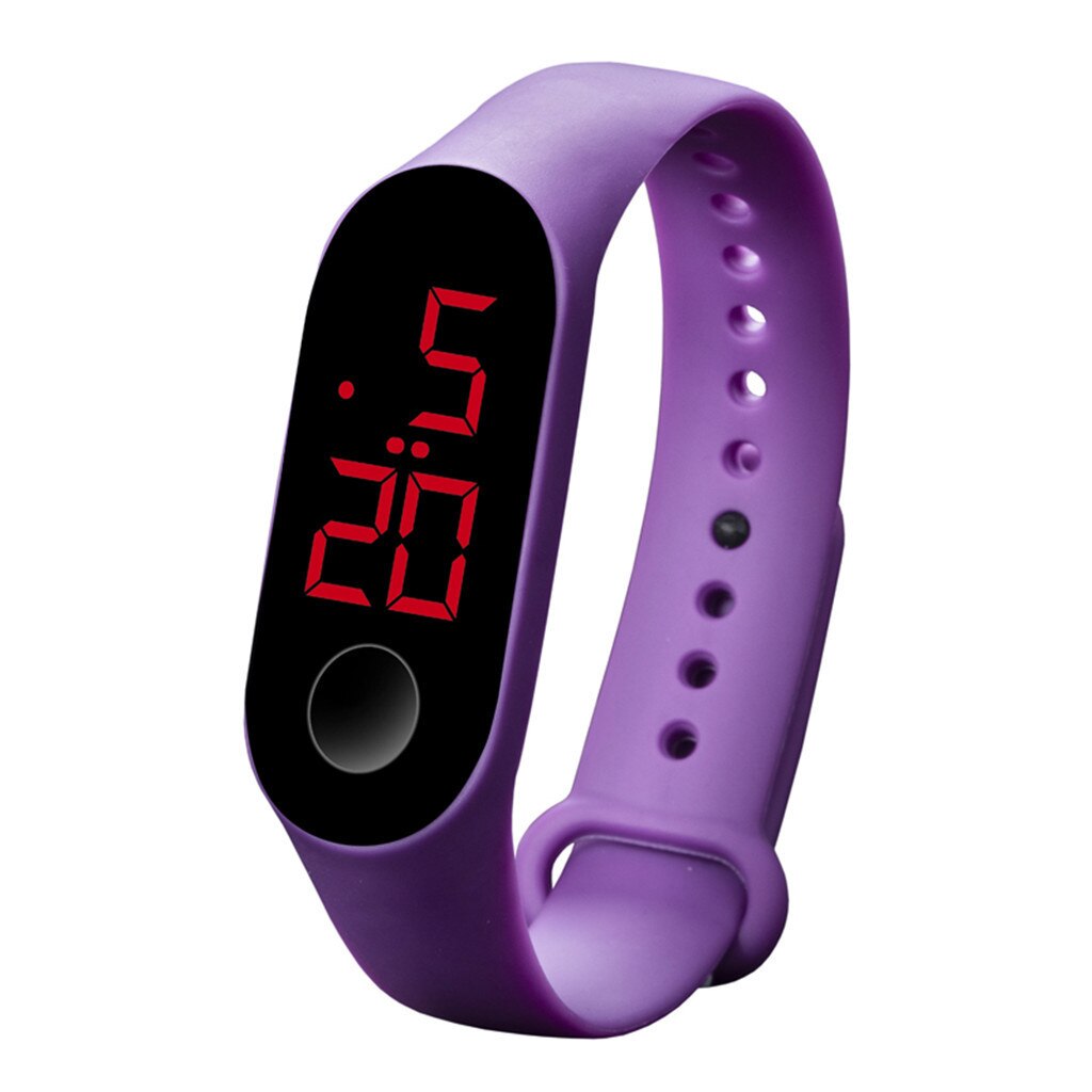 Reloj digital para mujer, reloj electrónico para mujer, con anillo colgante, LED, deportivo, inteligente: Púrpura