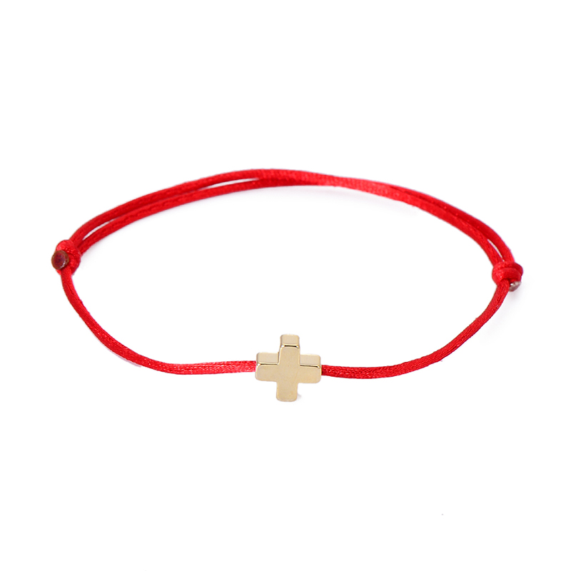 VEKNO Einfache Cross Red String Armband Einstellbar Flechten Glück Macrame Seil Armbänder Für Frauen Männer Kinder Handgemachten Schmuck: Red