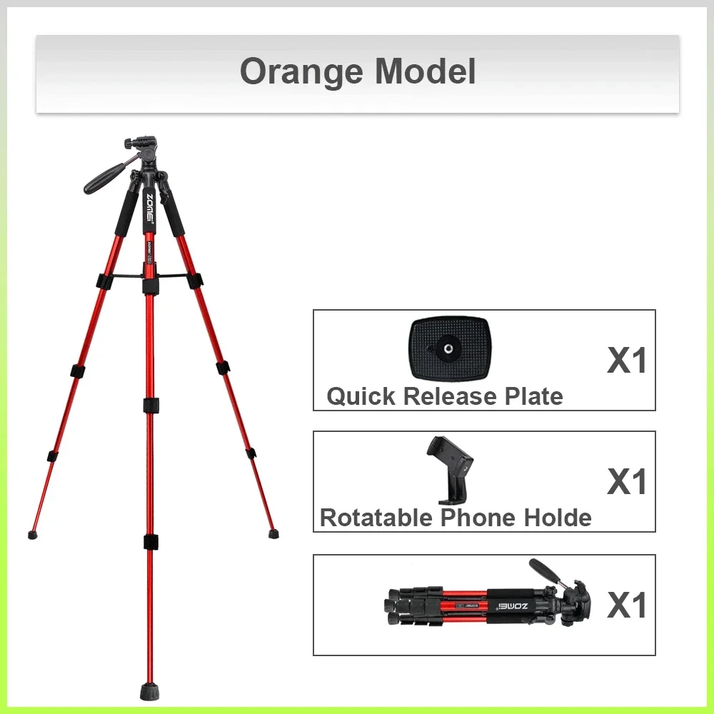 ZOMEI Q111 Portable Travel Tripod Aluminum Alloy Camera Tripod with Pan Head Holder for DSLR Digital Camera Tripod: CRYSTAL