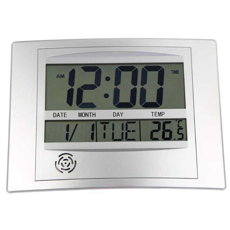 Reloj de pared Digital LCD con termómetro, medidor de temperatura electrónico, calendario, escritorio de interiores, reloj de pared Digital para decoración del hogar