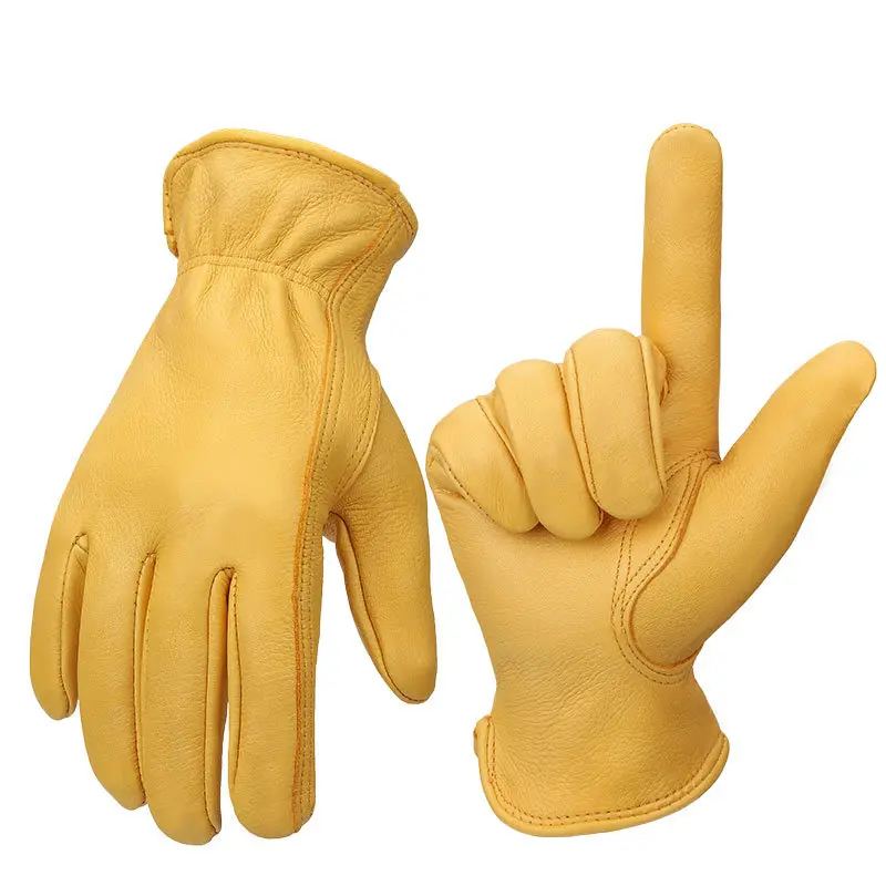 Guantes de piel de ciervo para montar, protección de conducción, baterías deportivas, guantes para motocicletas, fabricantes retro al aire libre al por mayor: YELLOW / XS