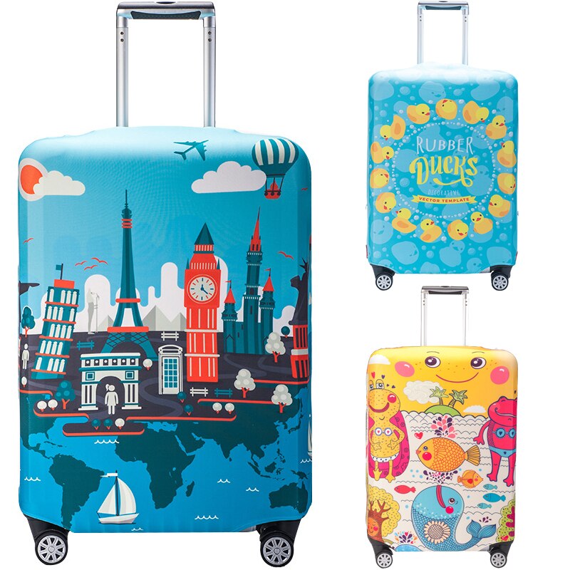 SAFEBET Luggage Cover - Elastic Travel Suitcase Protector - Patchwork Design - Fits 18"-32" Cases