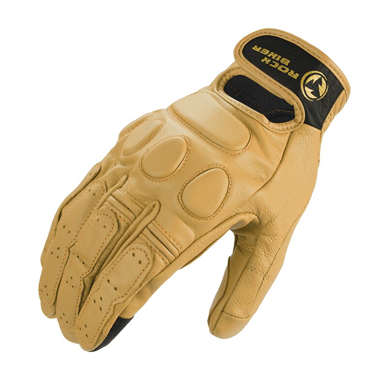 Rock Biker Motorhandschoenen Lederen Retro Bruin Motor Bike Handschoen Mannen Vrouwen Chopper Shockproof Guantes Moto Motocross Handschoen