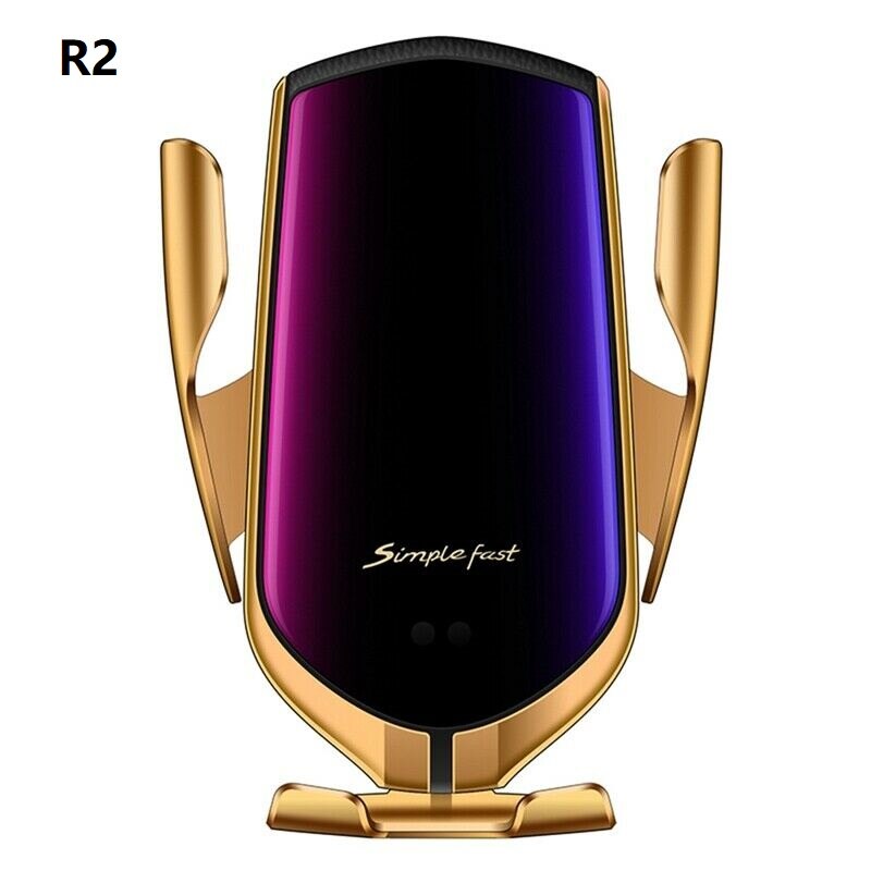 R1 R2 R3 Automatische Spannen 10W Auto Draadloze Oplader Telefoon Houder Infrarood Inductie Qi Draadloze Oplader Ondersteuning 360 Rotatie: R2 Gold
